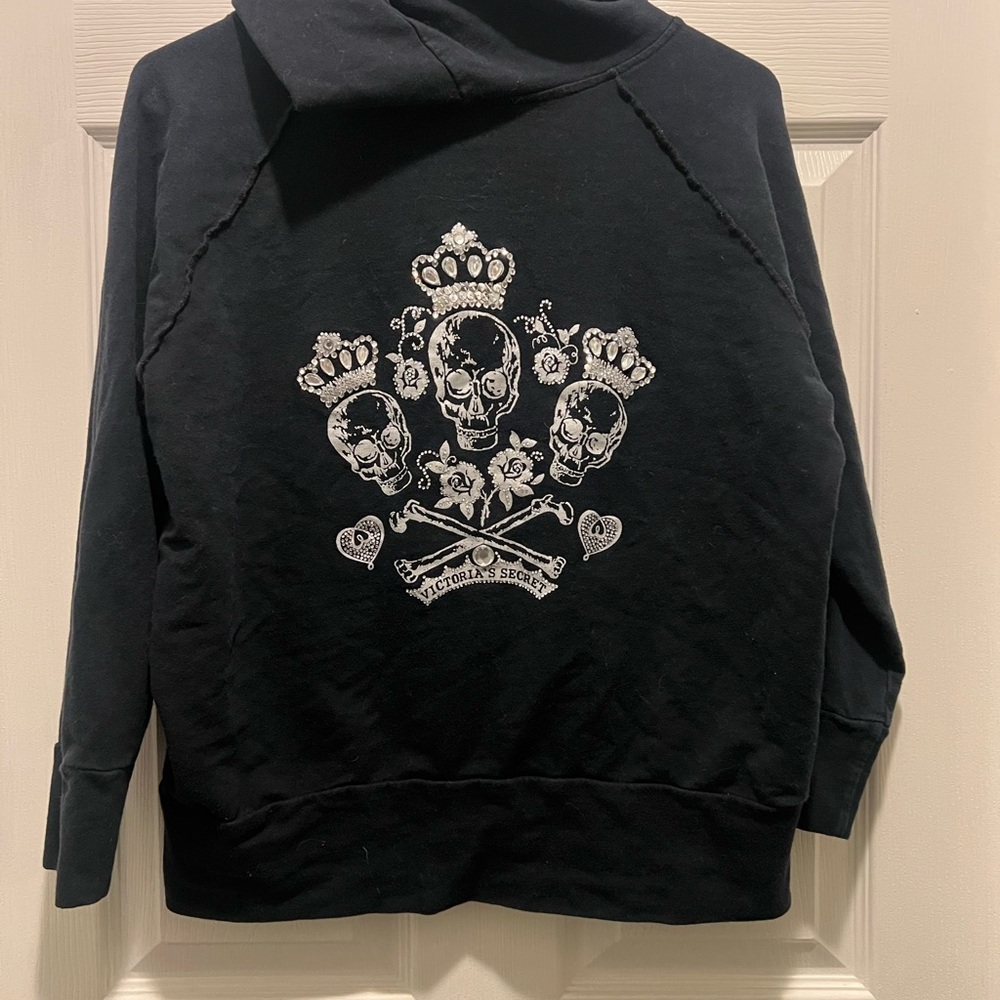 Y2K Victoria's Secret Black Zip-Up 3/4 sleeveHoodie
